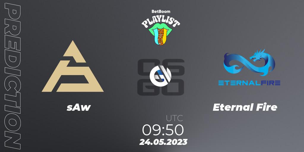 sAw vs Eternal Fire: Match Prediction. 24.05.2023 at 09:50, Counter-Strike (CS2), BetBoom Playlist. Freedom