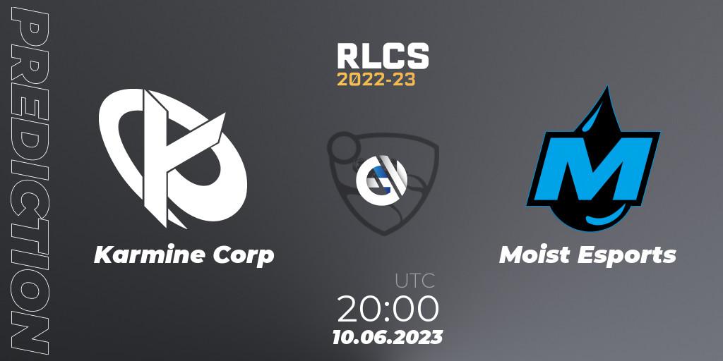 Karmine Corp vs Moist Esports: Match Prediction. 10.06.2023 at 20:25, Rocket League, RLCS 2022-23 - Spring: Europe Regional 3 - Spring Invitational