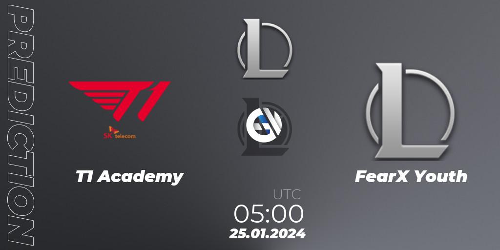 T1 Academy vs FearX Youth: Match Prediction. 25.01.2024 at 05:00, LoL, LCK Challengers League 2024 Spring - Group Stage