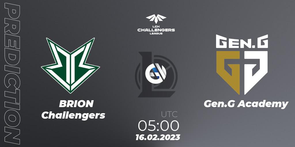 Brion Esports Challengers vs Gen.G Academy: Match Prediction. 16.02.23, LoL, LCK Challengers League 2023 Spring