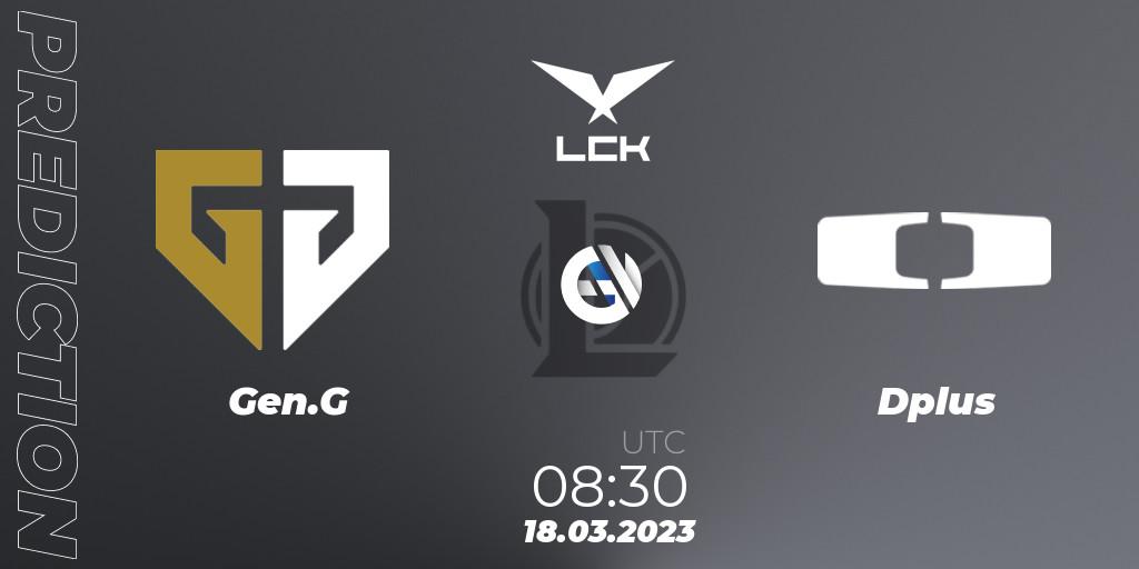 Gen.G vs Dplus: Match Prediction. 18.03.2023 at 09:40, LoL, LCK Spring 2023 - Group Stage