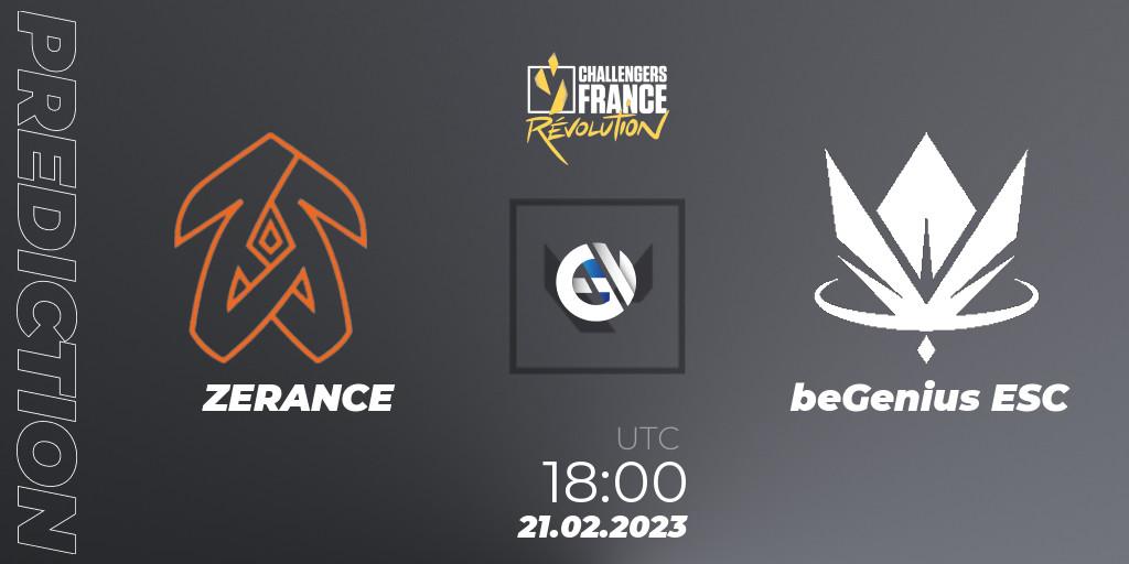 ZERANCE vs beGenius ESC: Match Prediction. 21.02.2023 at 18:00, VALORANT, VALORANT Challengers 2023 France: Revolution Split 1