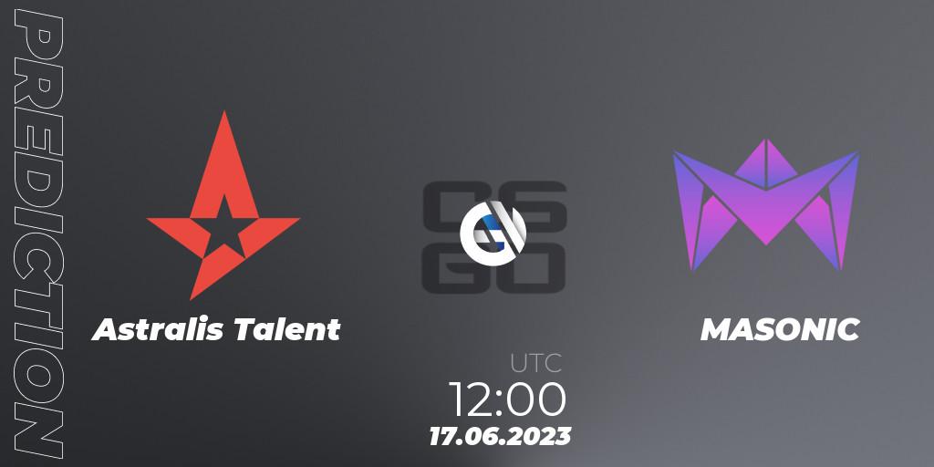 Astralis Talent vs MASONIC: Match Prediction. 17.06.23, CS2 (CS:GO), Dust2.dk Ligaen Season 23