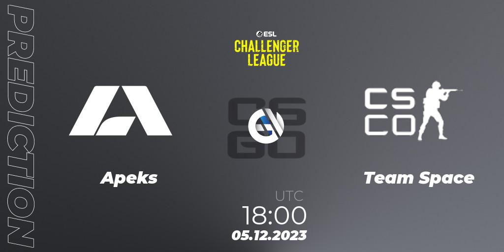 Apeks vs Team Space: Match Prediction. 05.12.23, CS2 (CS:GO), ESL Challenger League Season 46: Europe
