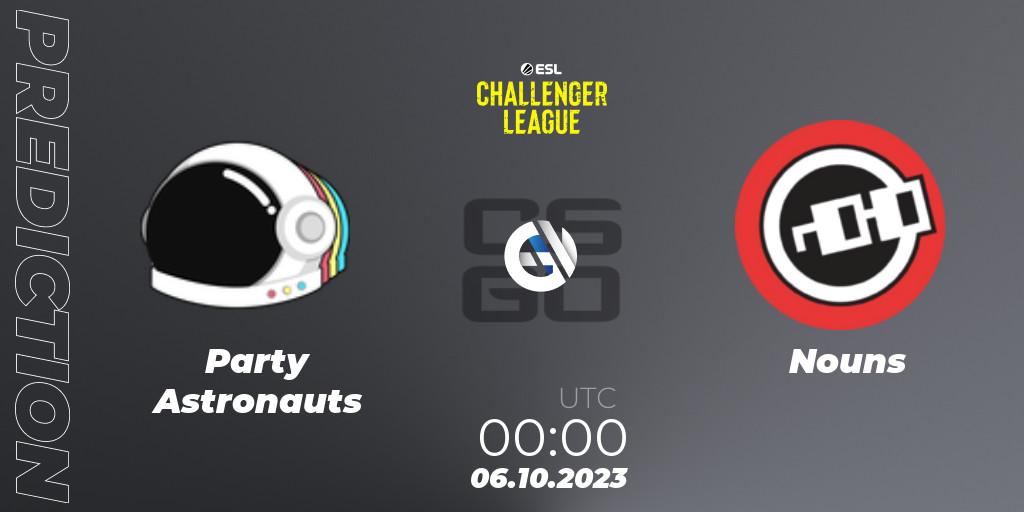 Party Astronauts vs Nouns: Match Prediction. 20.10.23, CS2 (CS:GO), ESL Challenger League Season 46: North America
