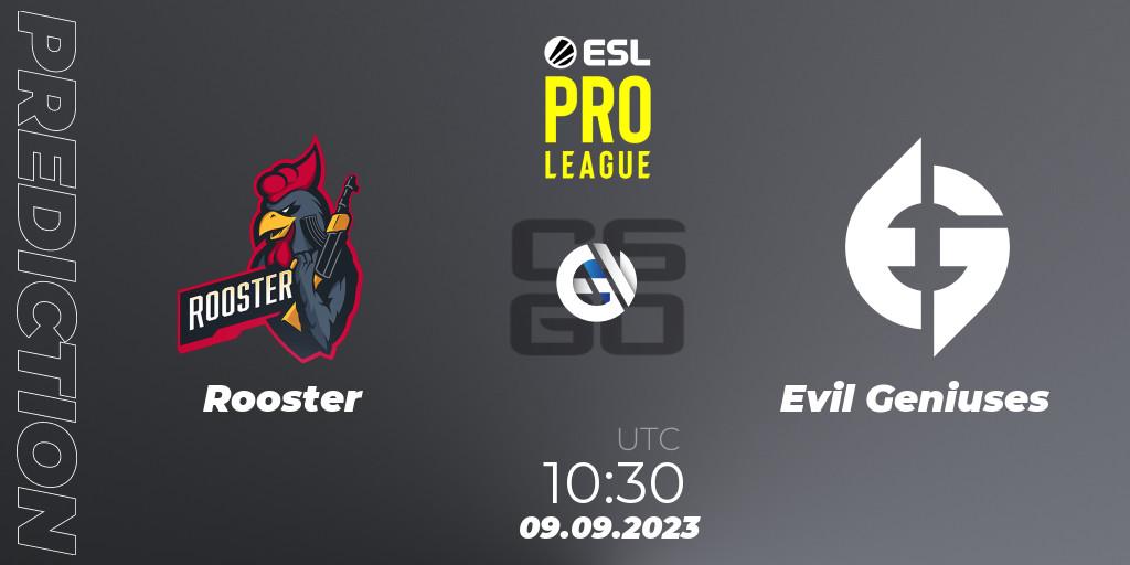 Rooster vs Evil Geniuses: Match Prediction. 09.09.2023 at 10:30, Counter-Strike (CS2), ESL Pro League Season 18