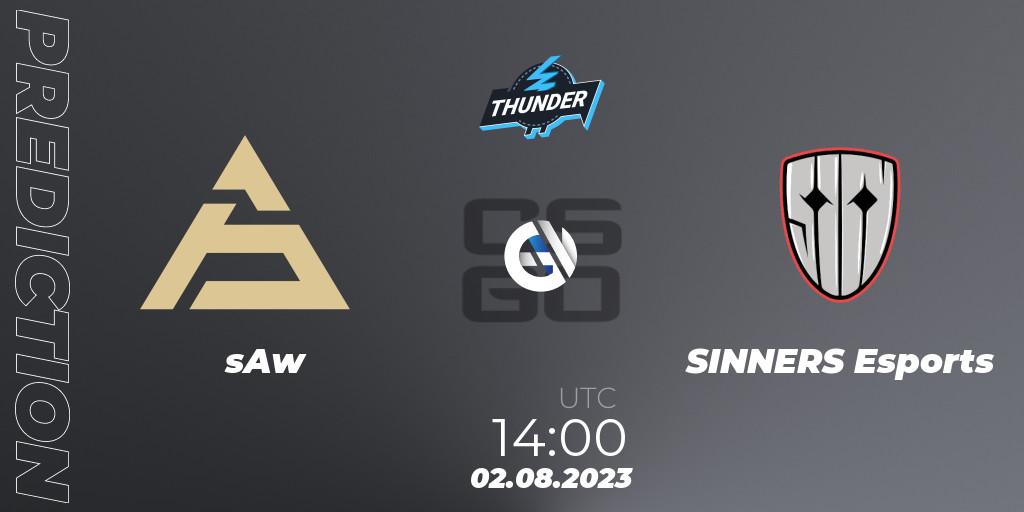 sAw vs SINNERS Esports: Match Prediction. 02.08.2023 at 14:40, Counter-Strike (CS2), Thunderpick World Championship 2023: European Qualifier #1