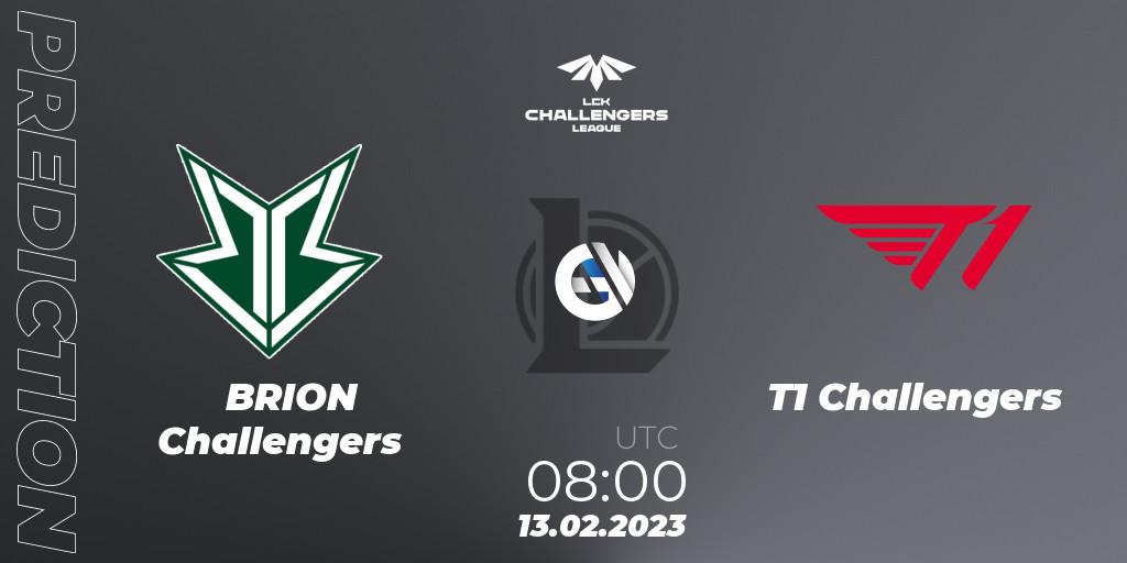 Brion Esports Challengers vs T1 Challengers: Match Prediction. 13.02.2023 at 07:20, LoL, LCK Challengers League 2023 Spring