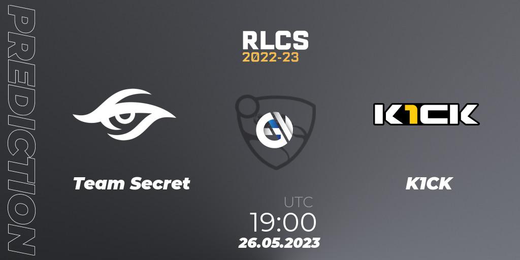 Team Secret vs K1CK: Match Prediction. 26.05.2023 at 19:00, Rocket League, RLCS 2022-23 - Spring: South America Regional 2 - Spring Cup