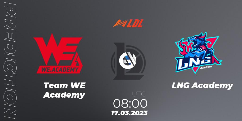 Team WE Academy vs LNG Academy: Match Prediction. 17.03.23, LoL, LDL 2023 - Regular Season