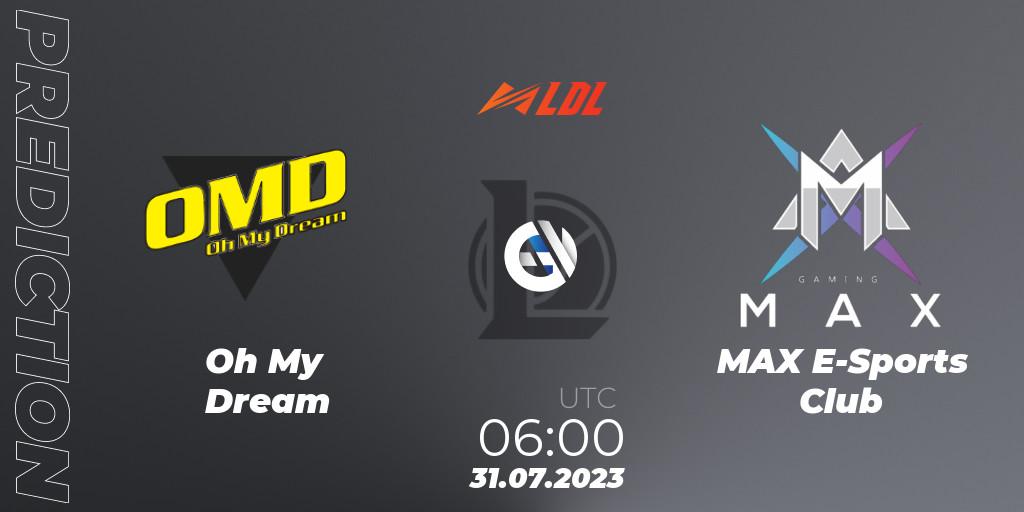 Oh My Dream vs MAX E-Sports Club: Match Prediction. 31.07.2023 at 06:00, LoL, LDL 2023 - Playoffs