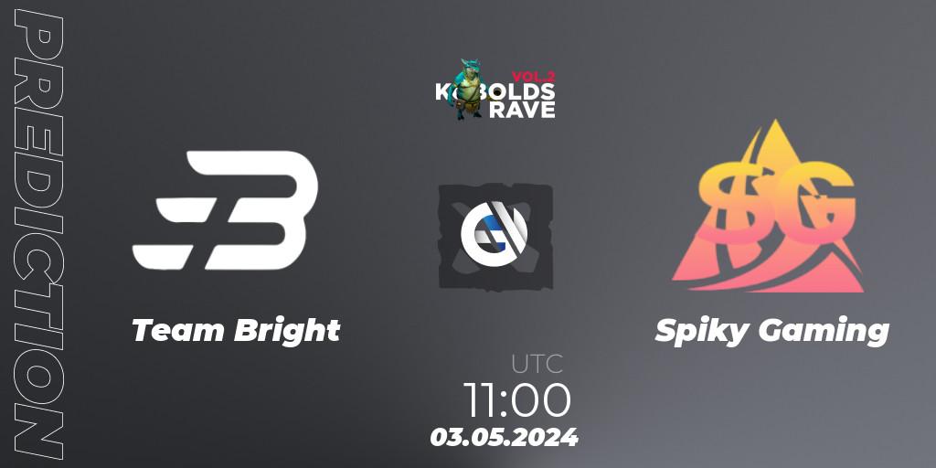 Team Bright vs Spiky Gaming: Match Prediction. 04.05.2024 at 05:00, Dota 2, Cringe Station Kobolds Rave 2