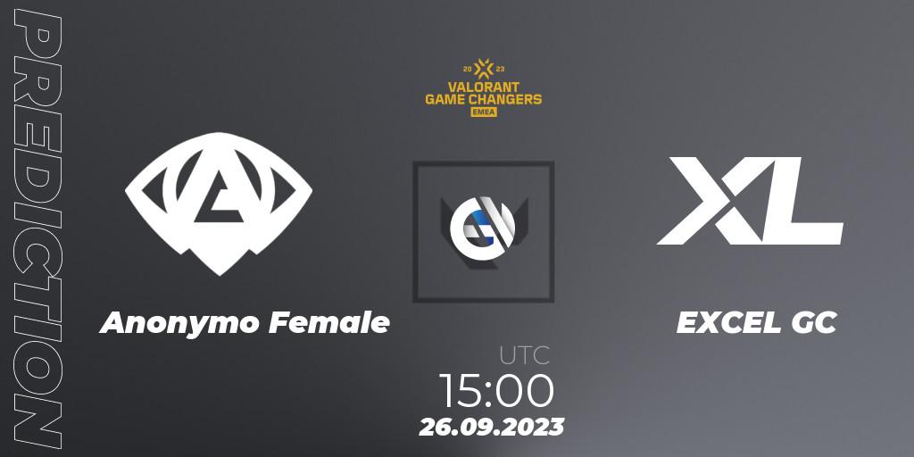 Anonymo Female vs EXCEL GC: Match Prediction. 26.09.2023 at 15:00, VALORANT, VCT 2023: Game Changers EMEA Stage 3 - Group Stage