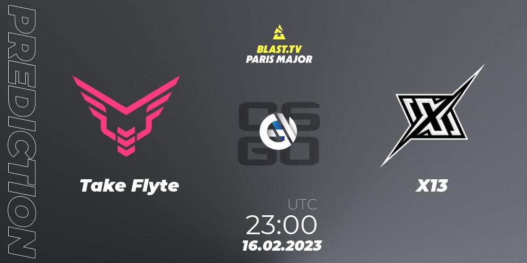 Take Flyte vs X13: Match Prediction. 16.02.2023 at 23:00, Counter-Strike (CS2), BLAST.tv Paris Major 2023 North America RMR Open Qualifier 2
