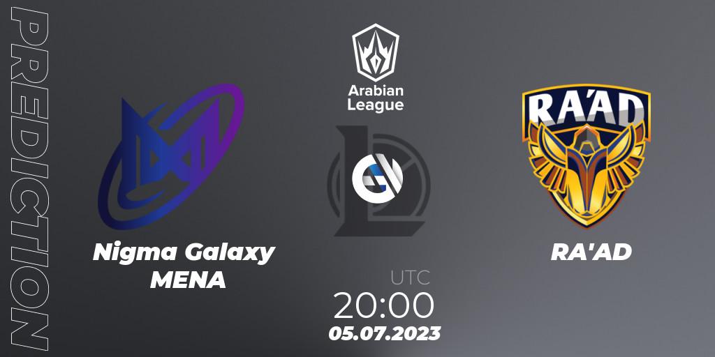 Nigma Galaxy MENA vs RA'AD: Match Prediction. 05.07.23, LoL, Arabian League Summer 2023 - Group Stage