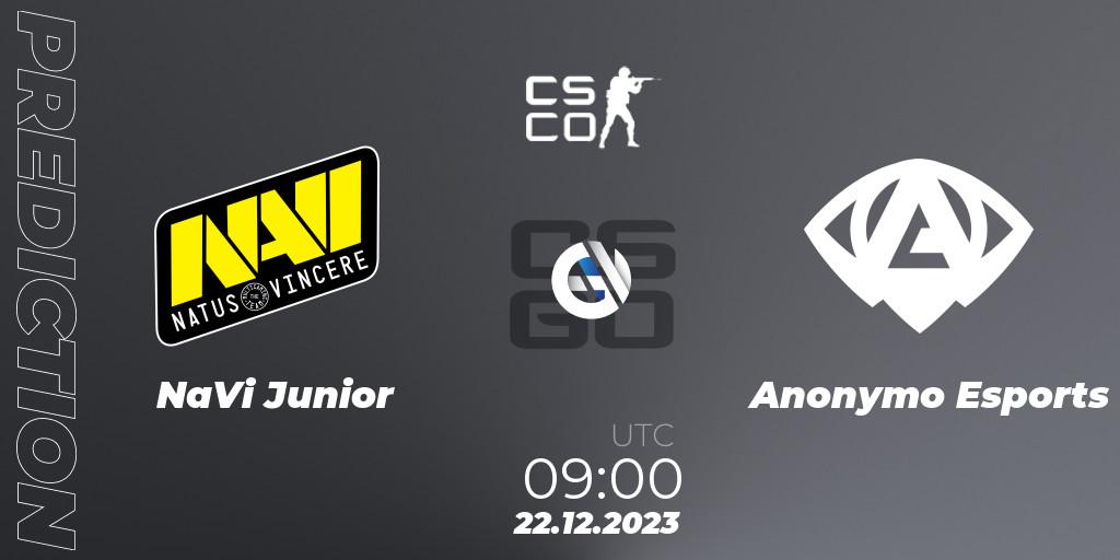 NaVi Junior vs Anonymo Esports: Match Prediction. 22.12.2023 at 09:00, Counter-Strike (CS2), European Pro League Season 13: Division 2
