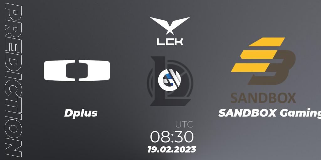 Dplus vs SANDBOX Gaming: Match Prediction. 19.02.2023 at 09:30, LoL, LCK Spring 2023 - Group Stage