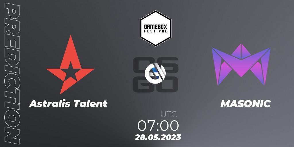 Astralis Talent vs MASONIC: Match Prediction. 28.05.2023 at 07:00, Counter-Strike (CS2), Gamebox Invitational 2023