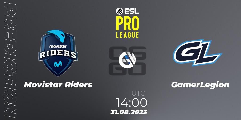 Movistar Riders vs GamerLegion: Match Prediction. 31.08.2023 at 14:00, Counter-Strike (CS2), ESL Pro League Season 18
