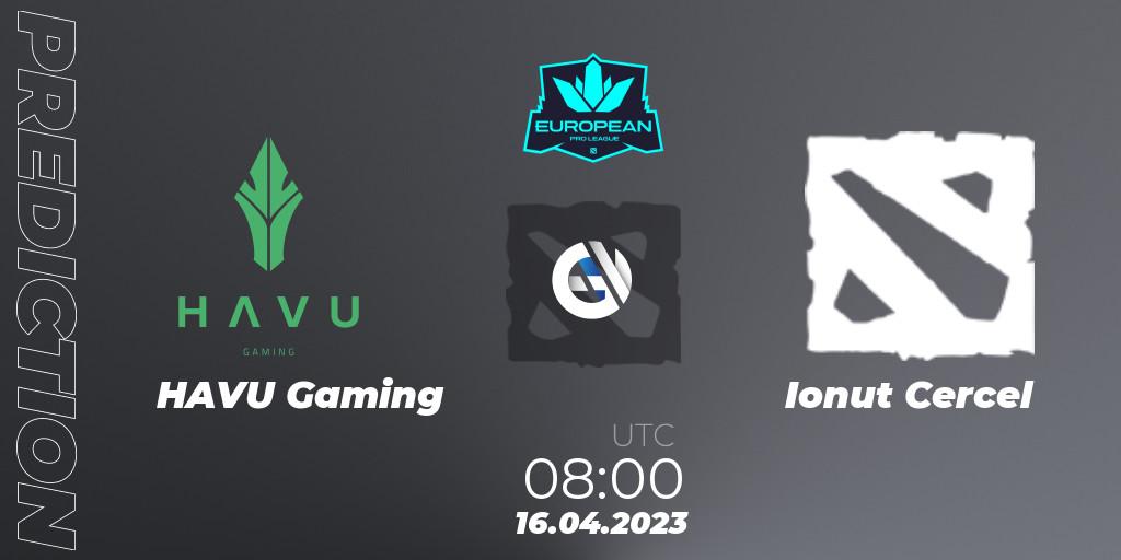 HAVU Gaming vs Ionut Cercel: Match Prediction. 22.04.2023 at 08:03, Dota 2, European Pro League Season 8