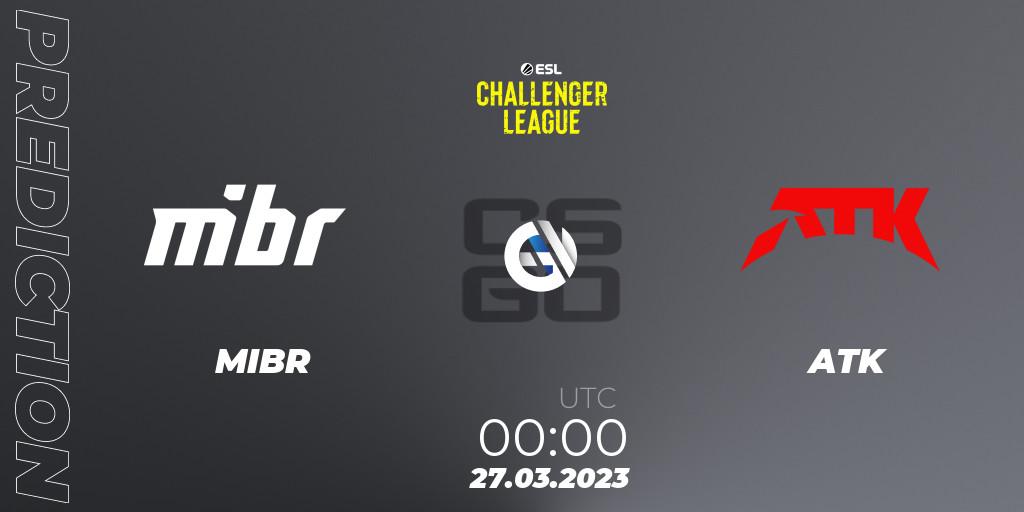 MIBR vs ATK: Match Prediction. 26.03.23, CS2 (CS:GO), ESL Challenger League Season 44: North America