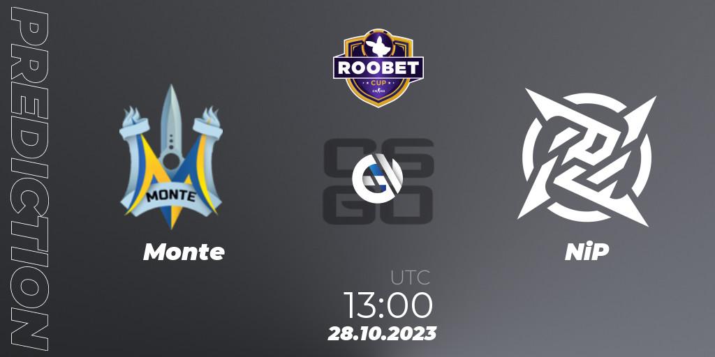 Monte vs NiP: Match Prediction. 28.10.2023 at 13:00, Counter-Strike (CS2), Roobet Cup 2023