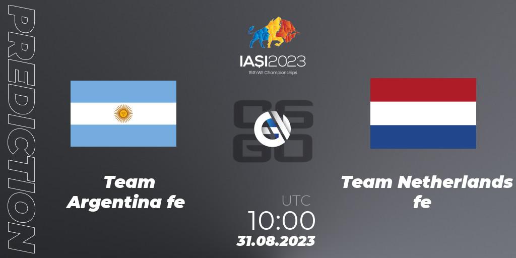 Team Argentina fe vs Team Netherlands fe: Match Prediction. 31.08.2023 at 13:40, Counter-Strike (CS2), IESF Female World Esports Championship 2023