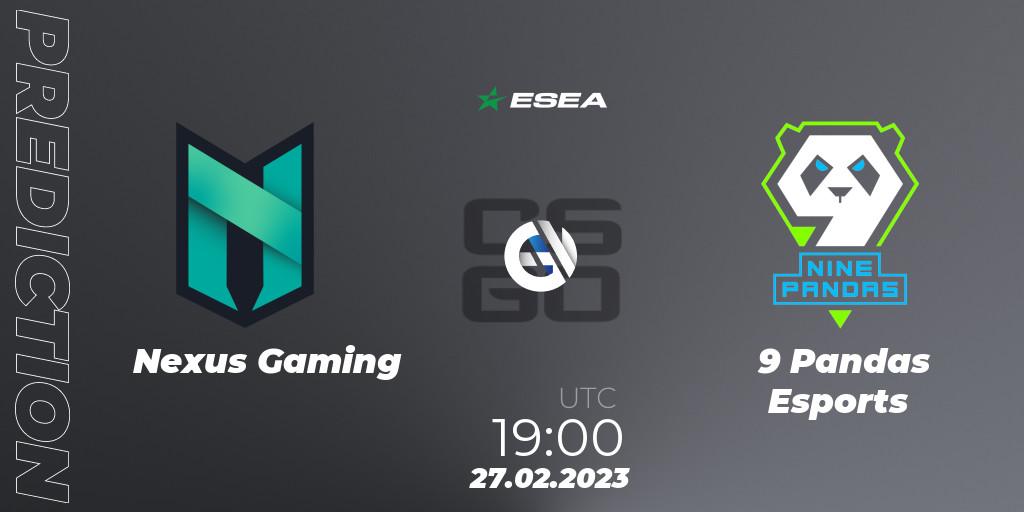 Nexus Gaming vs 9 Pandas Esports: Match Prediction. 27.02.2023 at 19:00, Counter-Strike (CS2), ESEA Season 44: Advanced Division - Europe