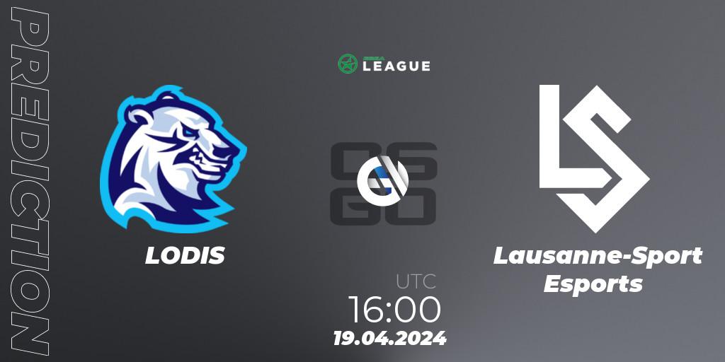 LODIS vs Lausanne-Sport Esports: Match Prediction. 19.04.24, CS2 (CS:GO), ESEA Season 49: Advanced Division - Europe