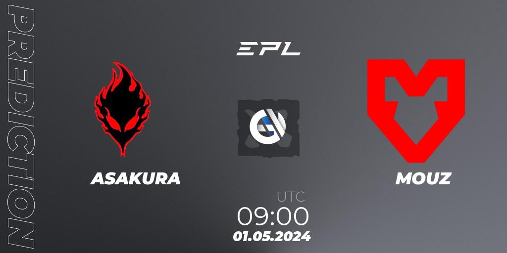 ASAKURA vs MOUZ: Match Prediction. 07.05.2024 at 09:00, Dota 2, European Pro League Season 18