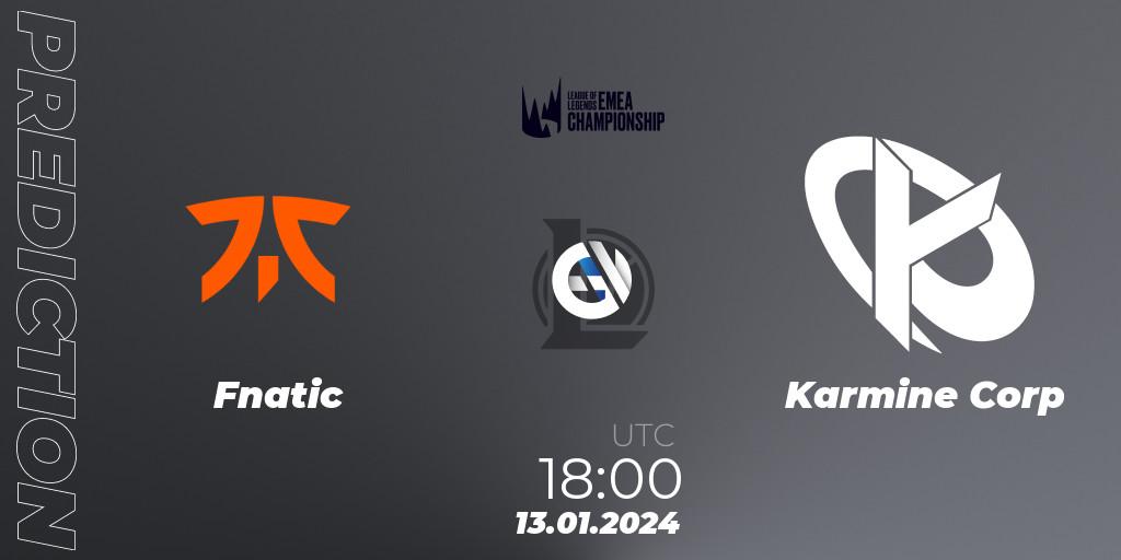 Fnatic vs Karmine Corp: Match Prediction. 13.01.2024 at 18:00, LoL, LEC Winter 2024 - Regular Season