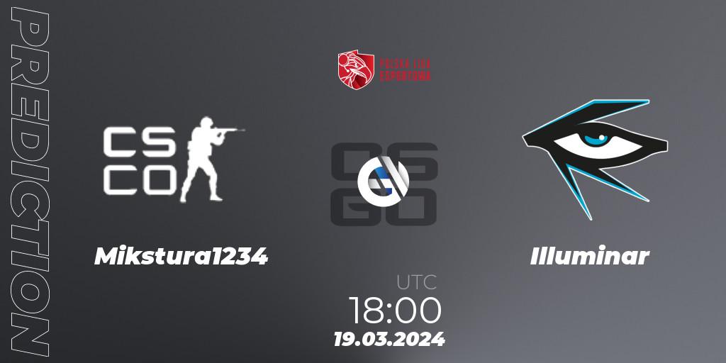 Mikstura1234 vs Illuminar: Match Prediction. 19.03.2024 at 18:00, Counter-Strike (CS2), Polska Liga Esportowa 2024: Split #1