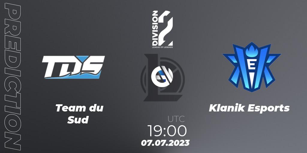 Team du Sud vs Klanik Esports: Match Prediction. 07.07.2023 at 19:00, LoL, LFL Division 2 Summer 2023 - Group Stage