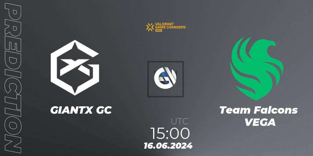 GIANTX GC vs Team Falcons VEGA: Match Prediction. 16.06.2024 at 15:00, VALORANT, VCT 2024: Game Changers EMEA Stage 2