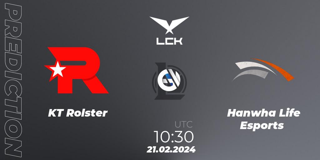 KT Rolster vs Hanwha Life Esports: Match Prediction. 21.02.24, LoL, LCK Spring 2024 - Group Stage