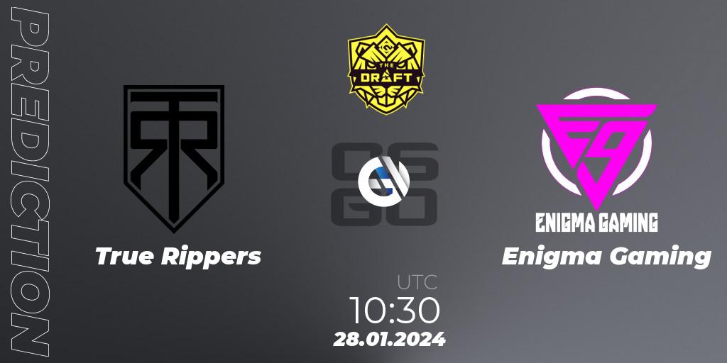 True Rippers vs Enigma Gaming: Match Prediction. 28.01.2024 at 11:30, Counter-Strike (CS2), BLAST The Draft Season 1 - India Division