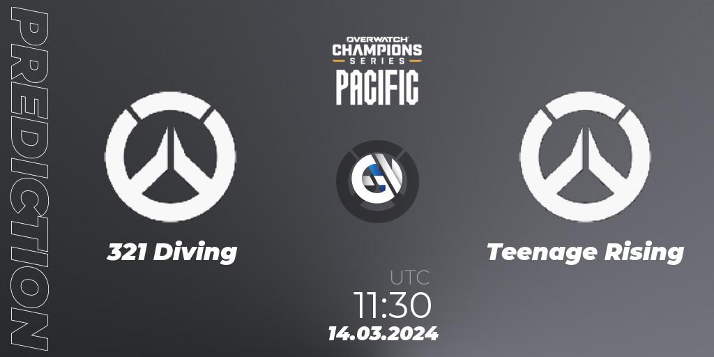 321 Diving vs Teenage Rising: Match Prediction. 14.03.2024 at 11:30, Overwatch, Overwatch Champions Series 2024 - Stage 1 Pacific
