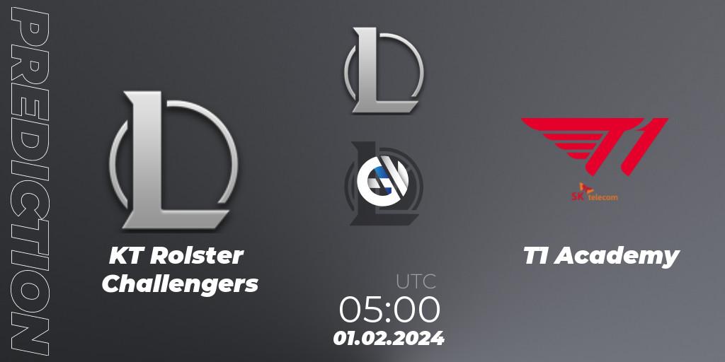 KT Rolster Challengers vs T1 Academy: Match Prediction. 01.02.2024 at 05:00, LoL, LCK Challengers League 2024 Spring - Group Stage