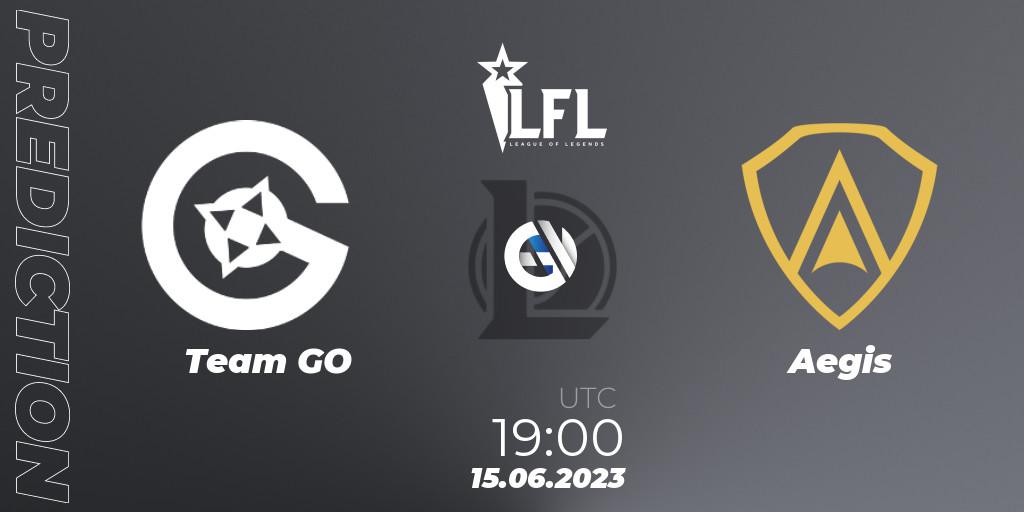Team GO vs Aegis: Match Prediction. 15.06.2023 at 19:00, LoL, LFL Summer 2023 - Group Stage