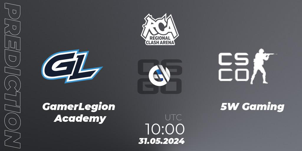 GamerLegion Academy vs 5W Gaming: Match Prediction. 31.05.2024 at 10:00, Counter-Strike (CS2), Regional Clash Arena Europe: Closed Qualifier