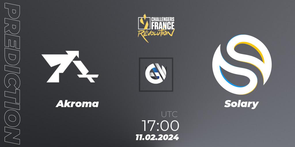 Akroma vs Solary: Match Prediction. 11.02.2024 at 17:00, VALORANT, VALORANT Challengers 2024 France: Revolution Split 1