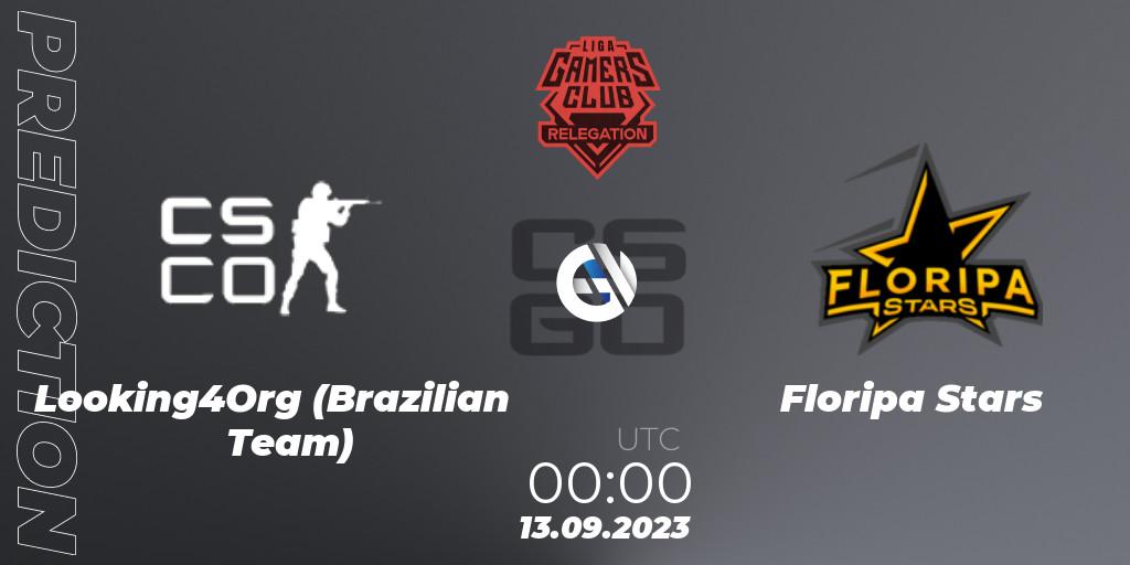 Looking4Org (Brazilian Team) vs Floripa Stars: Match Prediction. 12.09.2023 at 21:00, Counter-Strike (CS2), Gamers Club Liga Série A Relegation: September 2023