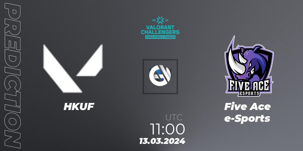 Hungkuang Falcon vs Five Ace e-Sports: Match Prediction. 13.03.2024 at 11:00, VALORANT, VALORANT Challengers Hong Kong and Taiwan 2024: Split 1