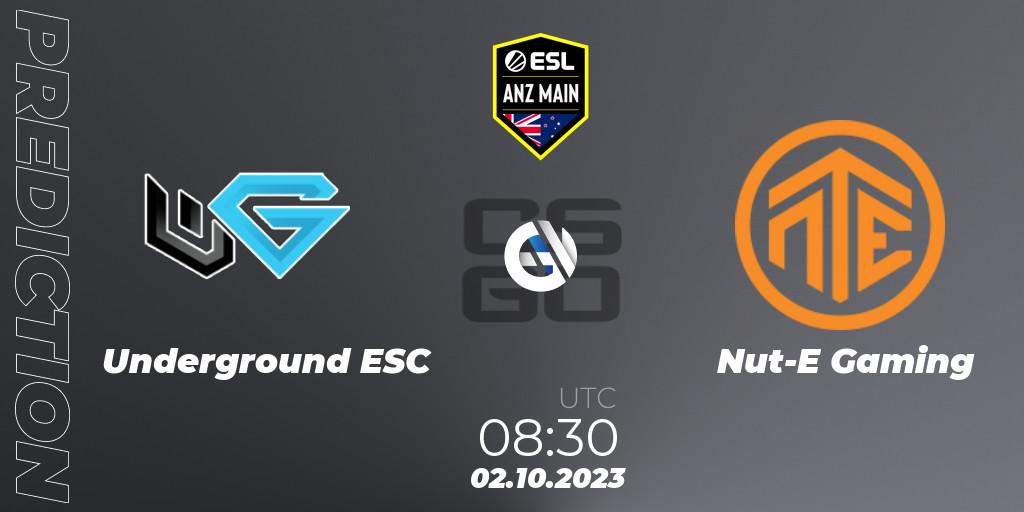 Underground ESC vs Nut-E Gaming: Match Prediction. 02.10.2023 at 08:30, Counter-Strike (CS2), ESL ANZ Main Season 17