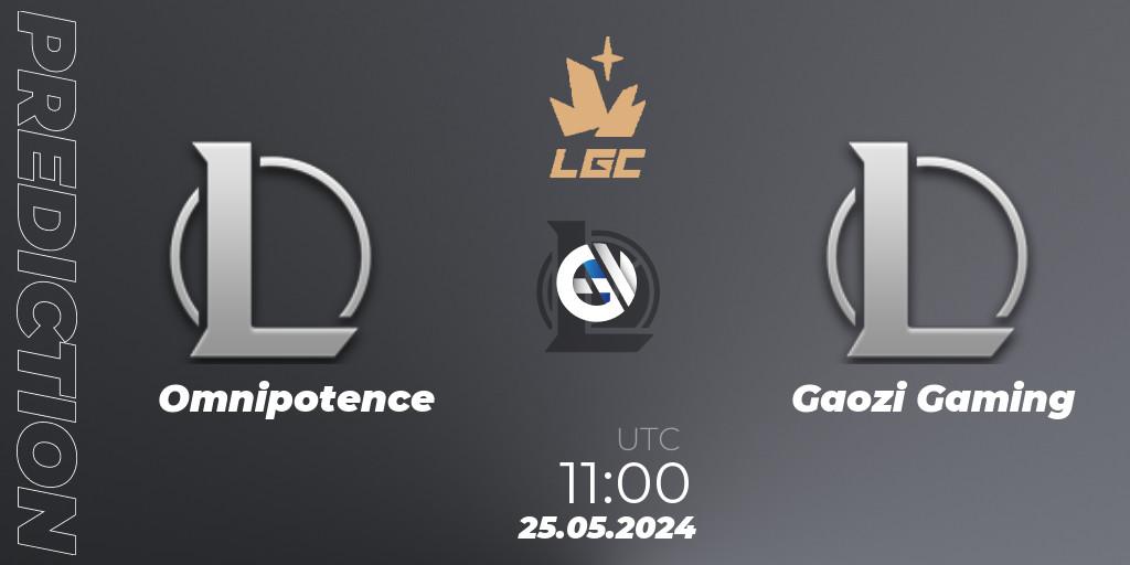 Omnipotence vs Gaozi Gaming: Match Prediction. 25.05.2024 at 11:00, LoL, Legend Cup 2024