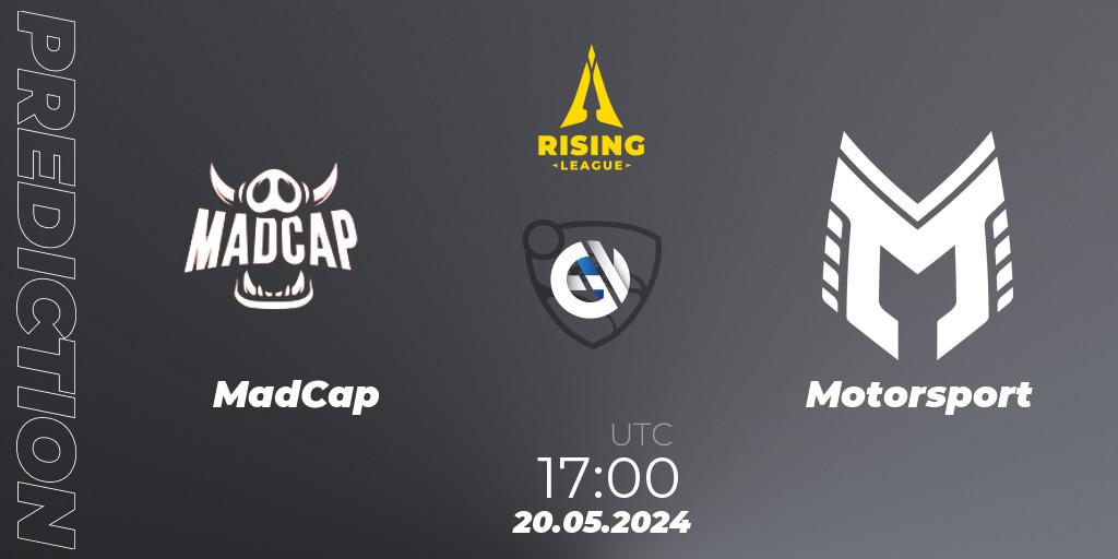 MadCap vs Motorsport: Match Prediction. 20.05.2024 at 17:00, Rocket League, Rising League 2024 — Split 1 — Main Event