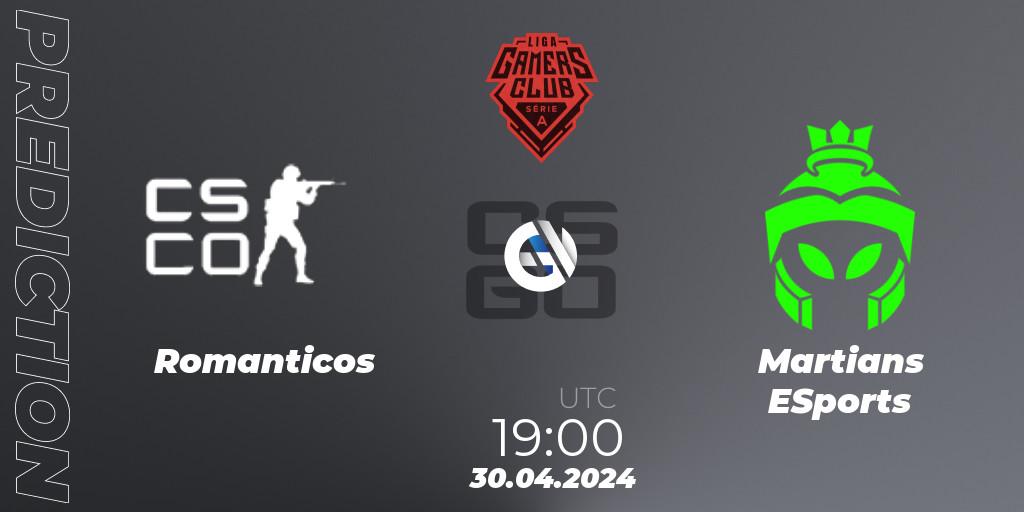 Romanticos vs Martians ESports: Match Prediction. 30.04.2024 at 19:00, Counter-Strike (CS2), Gamers Club Liga Série A: April 2024