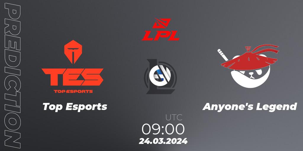 Top Esports vs Anyone's Legend: Match Prediction. 24.03.24, LoL, LPL Spring 2024 - Group Stage
