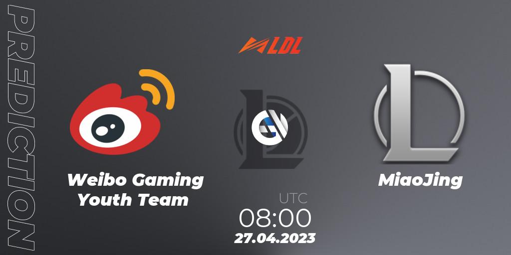 Weibo Gaming Youth Team vs MiaoJing: Match Prediction. 27.04.2023 at 09:10, LoL, LDL 2023 - Regular Season - Stage 2