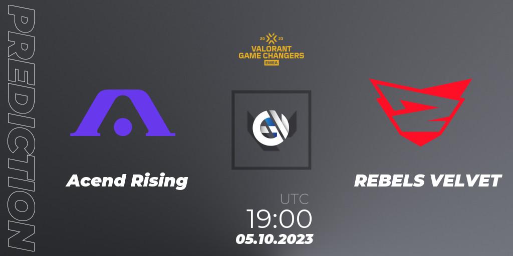 Acend Rising vs REBELS VELVET: Match Prediction. 05.10.2023 at 19:20, VALORANT, VCT 2023: Game Changers EMEA Stage 3 - Playoffs